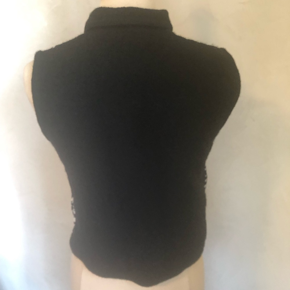 Tally Ho Black Wool Vest w/leopard patchwork & faux fur detachable collar Size M - Picture 10 of 15